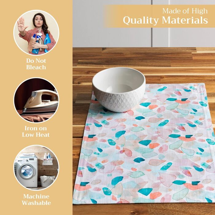 Бавовняні килимки, набір з 4 шт. , декоративні килимки, пасхальні килимки, що миються, для свят, вечерь, весни, літа (33 см x 48 см) (046 - Літній пікнік), 39Hermine, 100