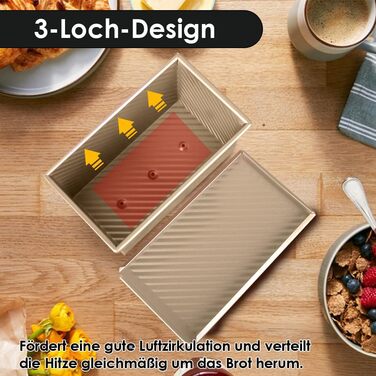 Форма для випікання хліба з кришкою, 21 x 11 x 11,5 см золотистий Aohcae