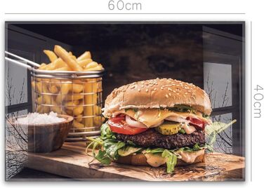 Кухонний фартух timalo зі скляним виглядом Акрилове скло 2 мм Бризкозахисна стіна для плити, скляний фартух, акрилова скляна настінна панель, захисна панель для фартуха Бетонно-блакитно-сірий (60x40 см, 242- Burger)