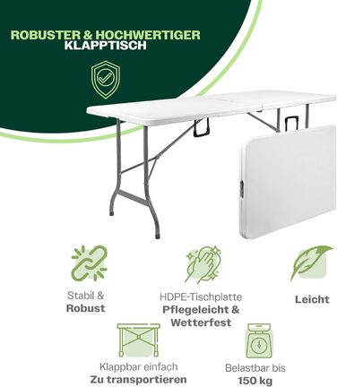 Складаний кемпінговий стіл 180x74x74 см Blumixx