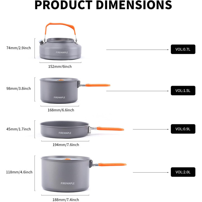 Набір посуду для кемпінгу помаранчевий Fire-Maple