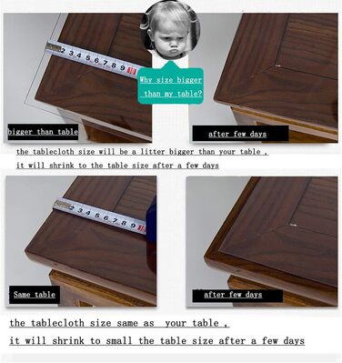 Прозора скатертина Ever Fairy, захисна плівка для столу з ПВХ 2,0 мм, килимок для кухні, їдальні, дерев&39яних меблів, захисний чохол (60 x 110 см) (прозора прямокутна 2 мм, 240 x 100 см (прямокутна))