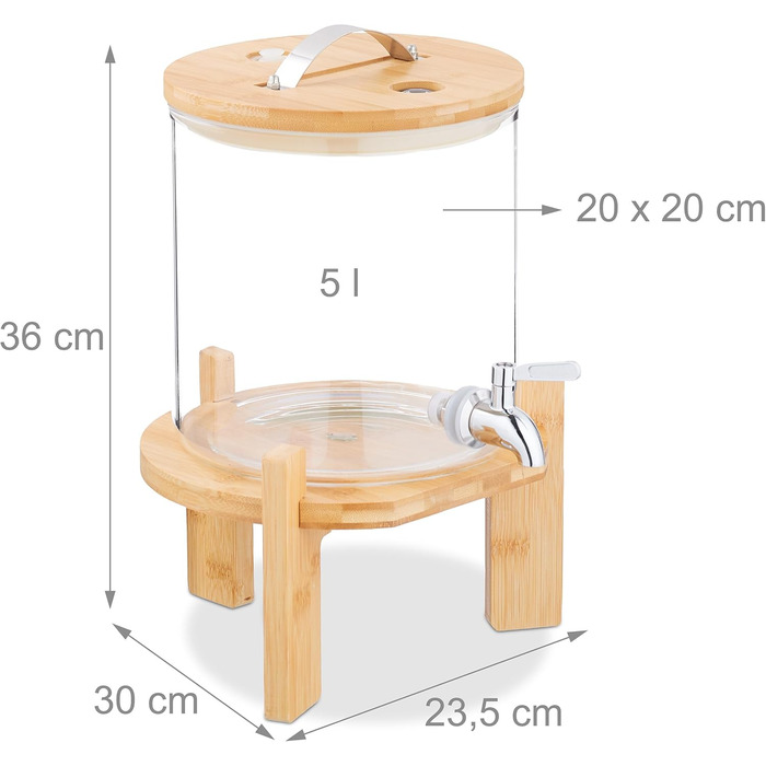 Стильний скляний диспенсер для напоїв 5 л Relaxdays