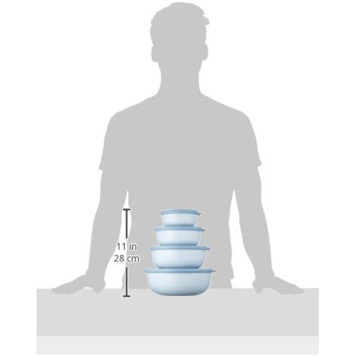 Круглий набір з 3 предметів Cirqula з кількох лотків - Банки для зберігання з кришкою - Підходить як ящик для зберігання, холодильник, морозильна камера та посуд для мікрохвильової печі - 350 мл, 750 мл і 1250 мл - (Nordic Blue, набір 4 шт. и (350, 750, 1