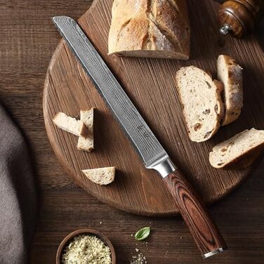 Хлебный нож из дамасской стали Wakoli
