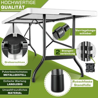 Складной садовый стол 180x75 см белый tillvex