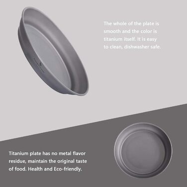Безмежна подорож Титанова пластина Тарілка Посуд для кемпінгу на відкритому повітрі Зовнішня миска Титановий посуд і посуд Вимірювальний набір для кемпінгового рюкзака (Ti15167B-U)