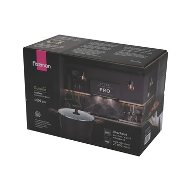 Кастрюля Fissman 24x12 см/4,6 л CUISINE со стеклянной крышкой алюминий с антипригарным покрытием (14593)