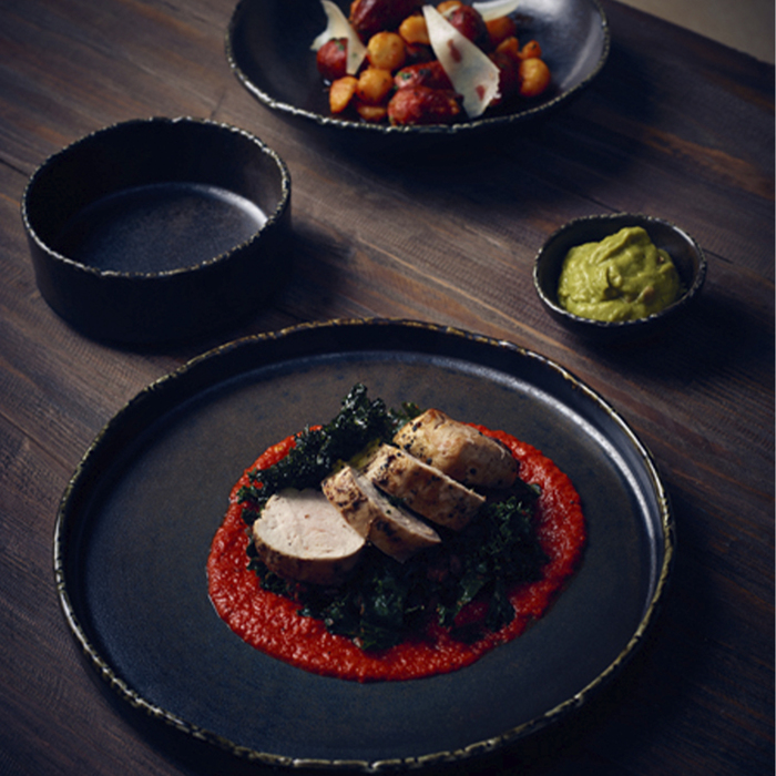 Тарелка презентационная с бортиком 26*h 2 см, Terra Porcelain Roko Cinder Black, GenWare