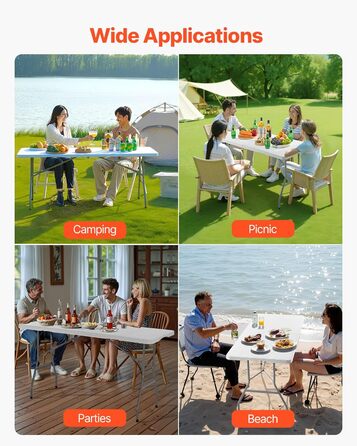 Раскладной стол для кемпинга белый VEVOR