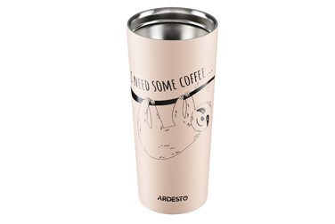 ARDESTO Thermal Mug Coffee time Bradypus 450 мл, нержавеющая сталь, бежевый