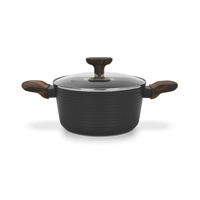 Кастрюля Fissman 20x10 см/2,6 л CUISINE со стеклянной крышкой алюминий с антипригарным покрытием (14592)