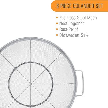 Металеві ситечка для кухні 3 шт Fbinys