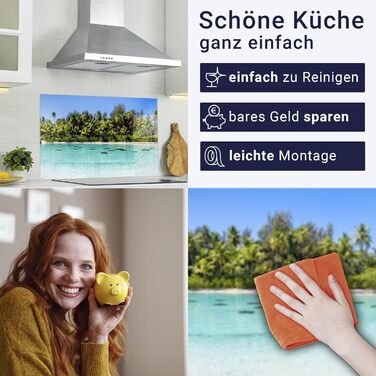 Кухонний фартух timalo зі скляним виглядом Північне море, очерет, захід сонця, океан, солома 2 мм акрилове скло Бризокості для плити, кухонний скляний фартух, акрилова скляна настінна панель, захисна панель для фартуха (220 x 58 см, 301- Морський)