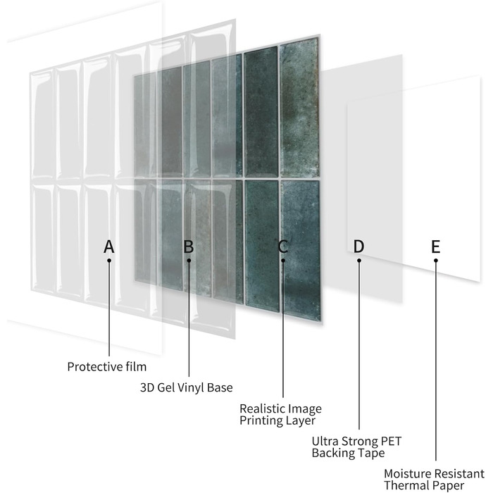 Наклеек на плитку 30,5 х 30,5 см 10 шт MOONFUN
