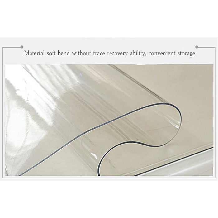 Прозорий захисний чохол для скатертини Ever Fairy, 2,0 мм, ПВХ-килимок для кухні, їдальні, дерев&39яних меблів, захисний чохол (60 x 110 см) (прозорий прямокутний 2 мм, 160 x 80 см (прямокутний))