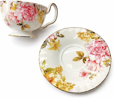 Керамічна чайна чашка з блюдцями та ложками (літо)