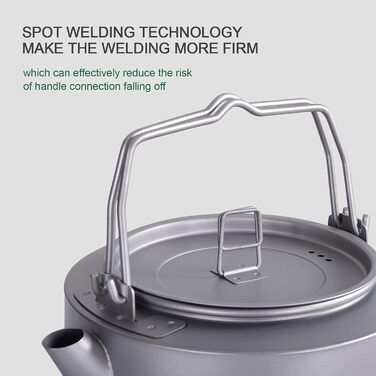 Титановий чайник для кемпінгу зі складними ручками 1 л Boundless Voyage