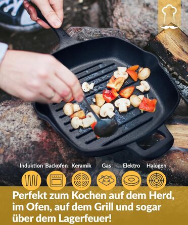 Чавунна форма для хліба Chefarone з кришкою - форма для хліба та тістечок - прямокутна форма для випікання та запікання - чавунна каструля для випікання хліба - 28 x 12 см (гриль)