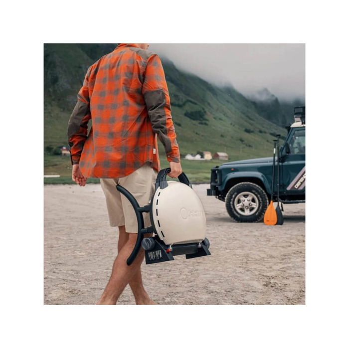 КОМПЛЕКТ Портативний переносний газовий гриль O-GRILL 500, кремовий + шланг в подарунок! Код: 013368