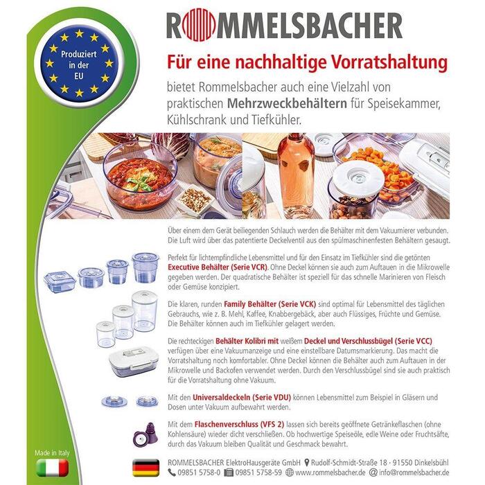 Набор вакуумных пакетов Rommelsbacher VRS 2060 20x600 см