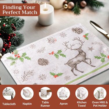 Бавовняні килимки для серветок, набір з 4 шт. , декоративні килимки для серветок, пасхальні килимки, що миються, для свят, вечерь, весни, літа (33 см x 48 см) (27 - Різдвяна роса), 39Hermine 100