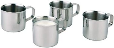 Набор кувшинов для молока APS из 4 шт., маленькие кувшины для сливок для кофе/молока, кувшин для сливок, содержимое 25 мл, нержавеющая сталь (комплект с кофейней, 19 x 15 см)