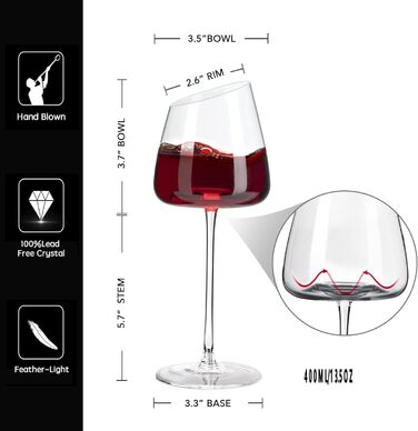 Набор из 4 элегантных бокалов для красного и белого вина 400 мл IMPAGEL