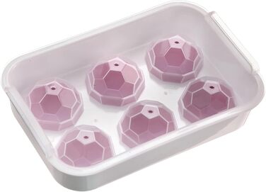 Льодогенератор Westmark Ice Cube Maker Cube форма для льоду з кришкою, для приготування 6 великих кубиків льоду, прозорий/червоний/білий пластик, без BPA, великий (круглий, великий)
