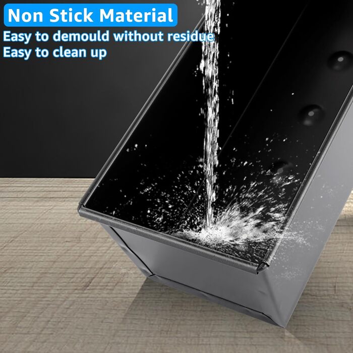 Набір з 2 прямокутних форм для випікання хліба 600 г із кришками, чорний MUXHEL