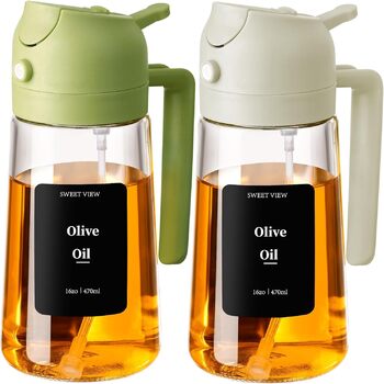 Дозатор та розпилювач олії 470 мл 2-в-1, набір 2 предмети, зелений і білий SWEET VIEW