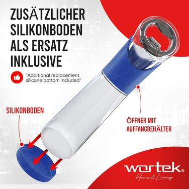 Відкривачка для пляшок з контейнером для кришок синій wortek