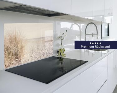 Фартух для плити timalo, настінна раковина, кухонний фартух, скляний вигляд Акрилове скло 2 мм Скляний фартух, акрилові скляні кухонні панелі, захисна панель для фартуха Мармурове біле золото (60x52 см, 106- Reed Beach)