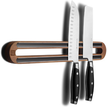 Дюймовый магнитный держатель для ножей для стены из дерева акации Магнитный стержень для ножей в качестве держателя для ножей Держатель для кухонной утвари и органайзер для дома, 16-