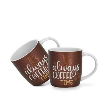 Набор из 2-х кружек Fissman 310 мл IT'S ALWAYS COFFEE TIME фарфор (3712)