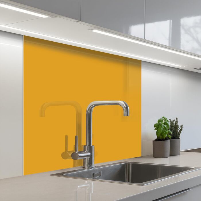 Кухонний фартух 60x250 см, самоклеючий фартух, кухонний фартух, кухонний фасад, самоклеючі кухонні фартухи - Осінь (Охристо-жовтий - Однотонний, 80 x 80 см)