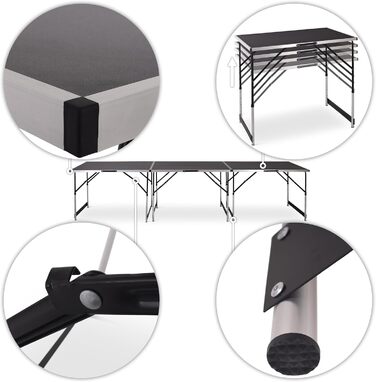 Стіл розкладний алюмінієвий з 3-х частин 100 x 60 см Raburg