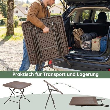 Розкладний стіл 80x80x74 см коричневий LIFERUN