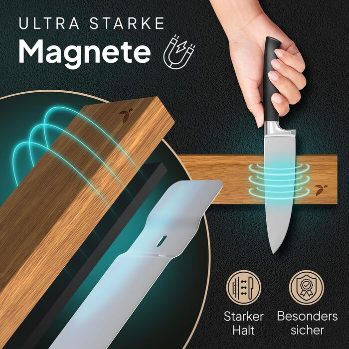 Настінний магнітний тримач для ножів, дерево акації Mahona