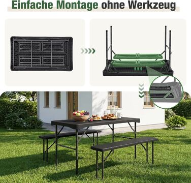 Складний пластиковий набір зі столу та 2 лавки Sekey