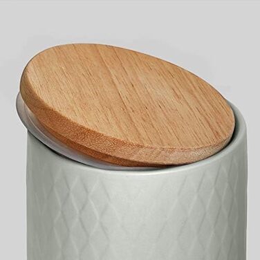 Керамічні банки для зберігання SPRINGLANE з дерев'яними кришками сірі, гумові дерев'яні кришки, ящики для зберігання, ящики для зберігання продуктів (4 шт. Комплект (сірий)