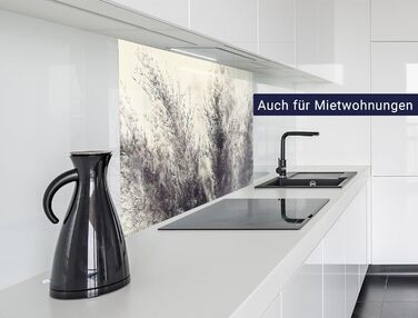 Кухонний фартух timalo зі скляним виглядом Акрилове скло 2 мм Бризкозахисна стіна для плити, скляний фартух, акрилові скляні стінові панелі, захисна панель для фартуха Бетонно-блакитно-сірий (60x52 см, 209- Пампасська трава)