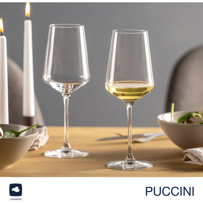 Келихи для рислінгу LEONARDO HOME PUCCINI (набір з 6 шт.) Келихи для вина, стійкі до подряпин (400 мл) Можна мити в посудомийній машині та довговічні Вічні келихи для білого вина Сучасний дизайн Келих для рислінгу Puccini 069540 6 келихів (келих для рислі