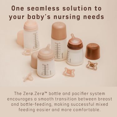 Силіконова дитяча пляшечка Zero Zero Anti-Colic Slow Flow (S), 0 місяців, пляшечка для новонароджених, сумісна з грудним вигодовуванням, 180 мл (180 мл - Adaptive Flow (A) пустушка Zero Zero, середня)