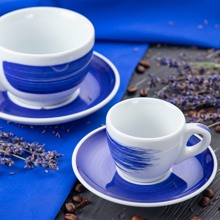35135 Чашка caffe latte 350 мл Blue stroke B 'Verona Millecolori Hand Painted Brush stroke B Blue wi