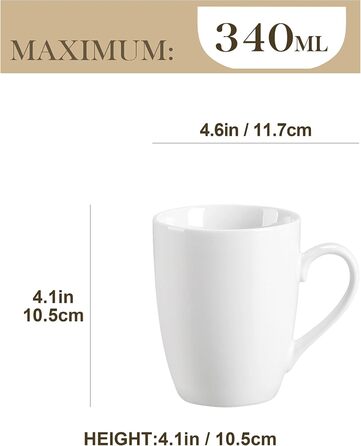 Серія Elisa, 12-предметний кавовий набір з кремового порцеляни, кавові чашки та блюдця на 6 осіб для кави, чаю, десертів (білий, чашки (6 шт.))