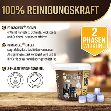 Таблетки для чищення Coffeeano 250 для повністю автоматичних кавоварок та кавоварок. Для Delonghi, Siemens, серії EQ, Jura, Krups, Bosch, Miele, Melitta, WMF та багатьох інших. 250 таблеток (1 упаковка) (2-фазні таблетки для чищення, 80 таблеток (1 упаков
