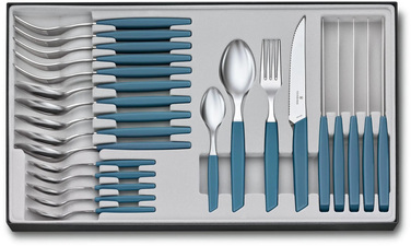 Кухонный гарнитур Victorinox Swiss Modern Table Set 24шт с сыном. ручка (6 ножей для стейка, 6 ведер, 6 ложек, 6 ложек)