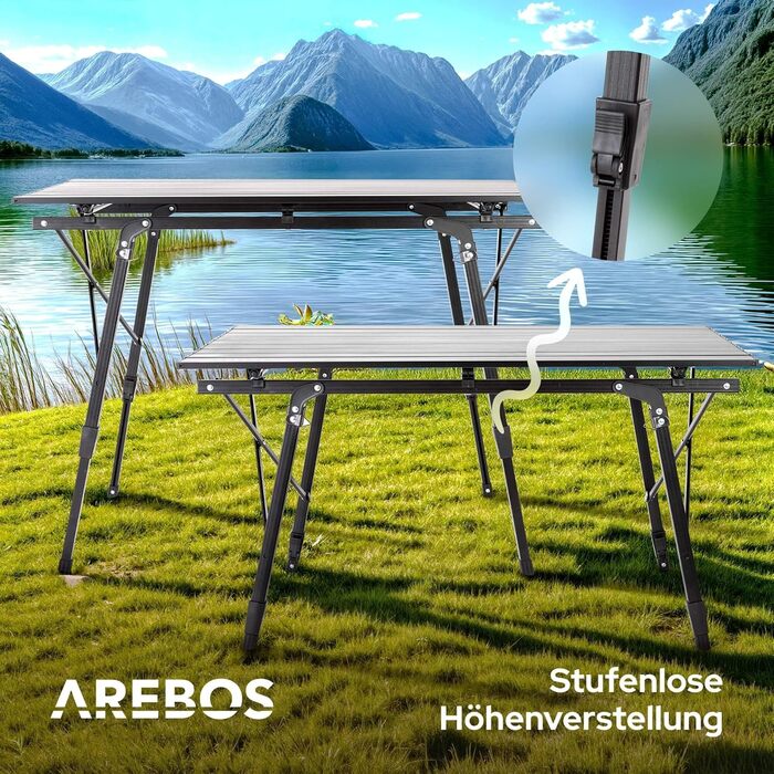 Складной кемпинговый стол 90x51,5 см черный Arebos