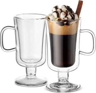Луїджі Борміолі Подвійні стінні ірландські кавові чашки - 8 28.2 унцій (набір з 2) кавових склянок для чаю, капучино, латте, еспресо